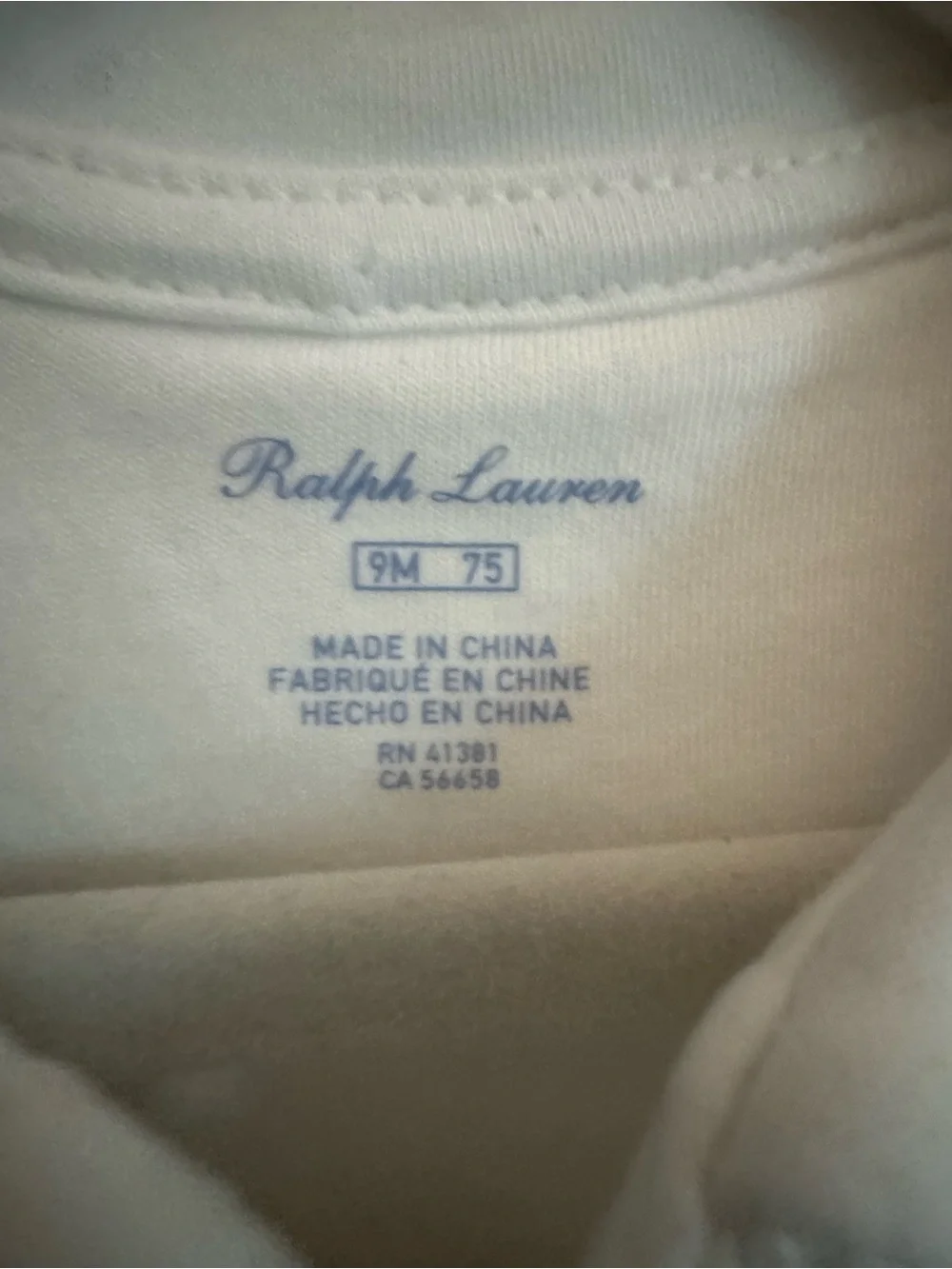 NWT Ralph Lauren White Baby One-Piece with Branded Neckprint